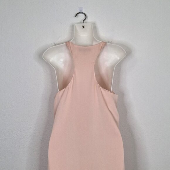 Banana Republic Satin Midi Dress Sz 6 Racerback Tiered Party Cocktail Neutral - Picture 7 of 16